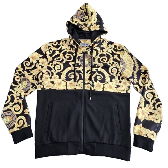 Stacy Adams Baroque Designer Style Full Zip Hoodie Size Large Luxury Y2K Luxe - Picture 2 of 16